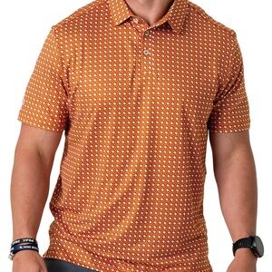 Burlebo Texas Graphic Print Performance Polo Shirt XL Orange Short Sleeve